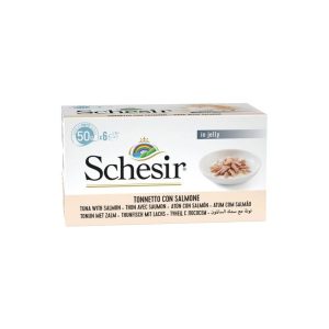Schesir Small latas de comida para gatos de Atún con Salmón 6x50gr