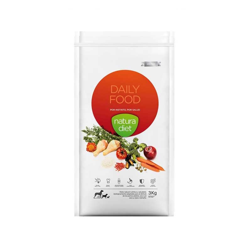 Natura diet Daily Food de Pollo y Arroz para perros adultos - Low Grain