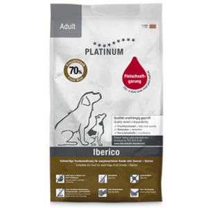 Pienso semihúmedo Platinum Adult Ibérico & Patata para perros, con cerdo ibérico y patata, textura jugosa y fácil de masticar.